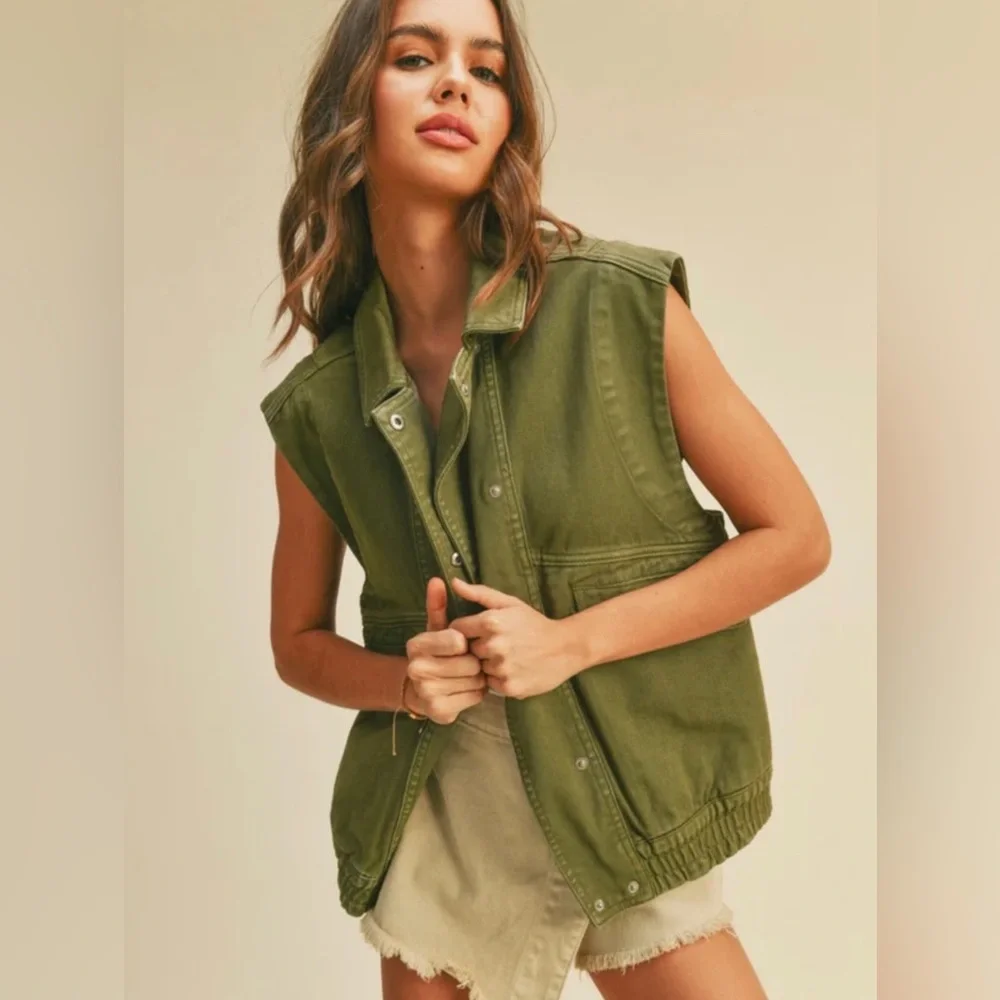 Miou Muse Green Utility Vest Size S/M - Picture 1 of 12